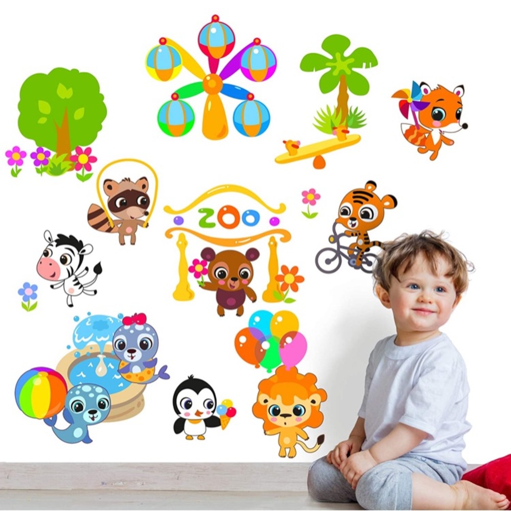 Splashka Happy Zoo Animals Kids Wall Decals